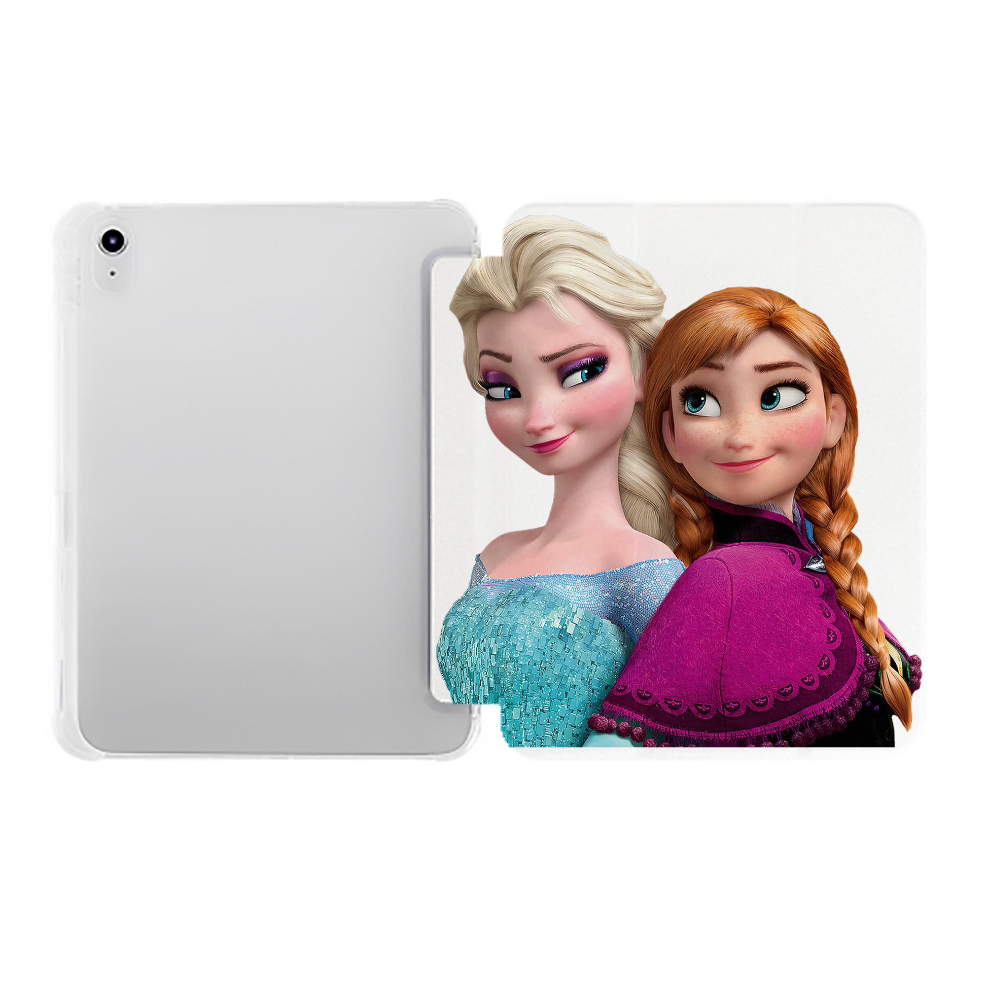 （画像用） アナと雪の女王 アンナ エルサ Frozen Anna Elsa IPad ケース ペン収納付き 三つ折りスタンド PUレザー×シリコン 対応機種9.5/10.5/10.9インチ